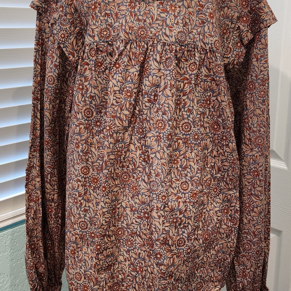 A.N.A Boho Floral Long Sleeve Blouse Sz XXL - Picture 4 of 8